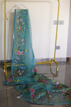 Load image into Gallery viewer, Wildflower Teal Saree
